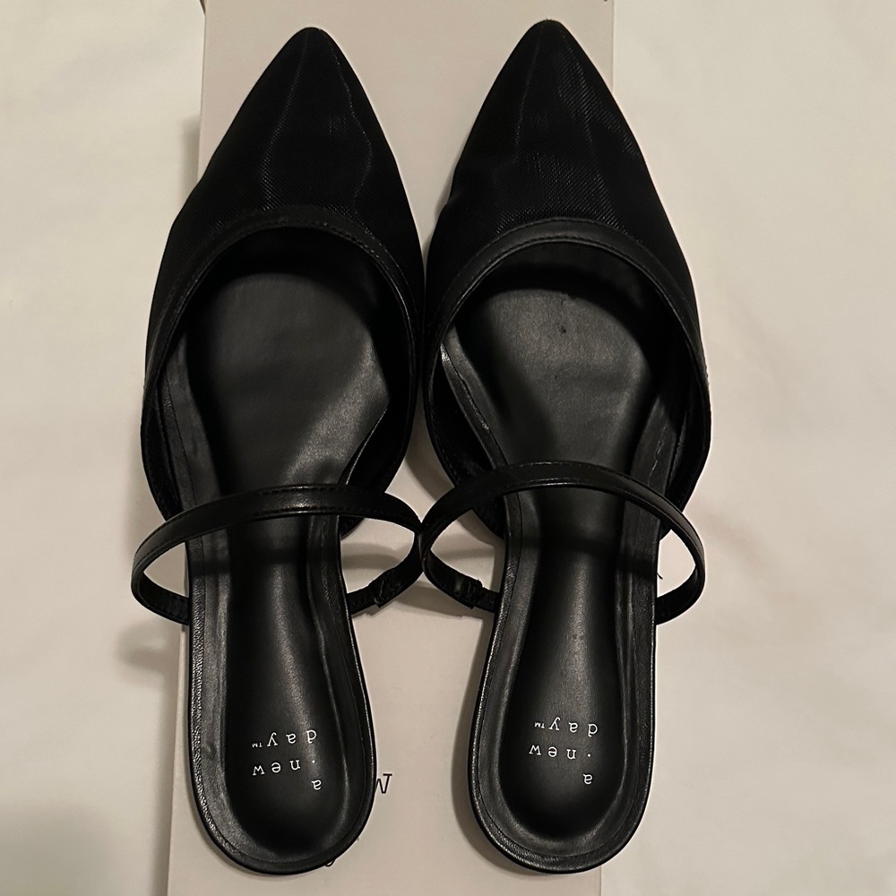 a new day Black Pointed-Toe Mules